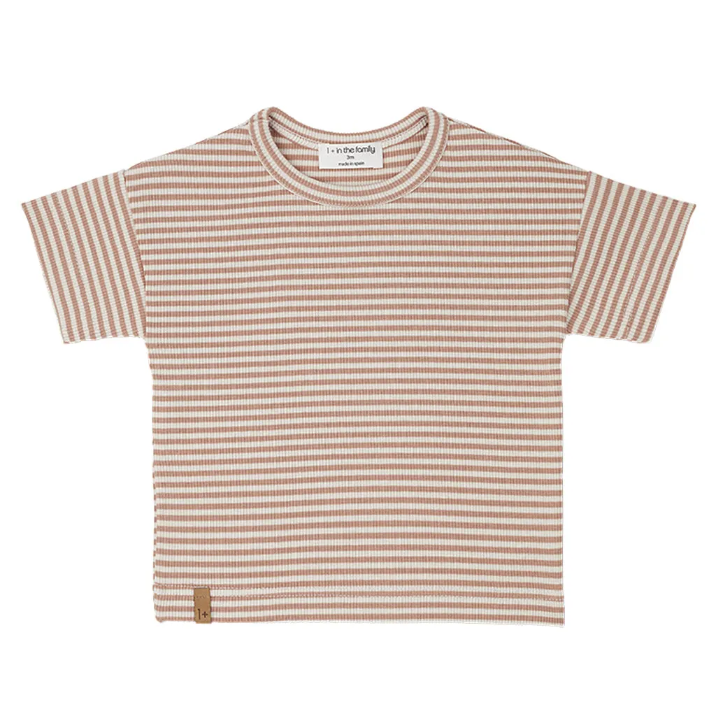 1+ In The Family Baby And Child Aristide T-shirt Apricot Pink Stripes