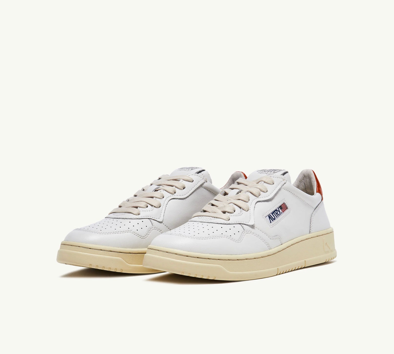 Autry Action Shoes Low Man Leather - White & Rust