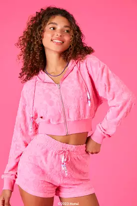 Barbie Cropped Zip-Up Hoodie