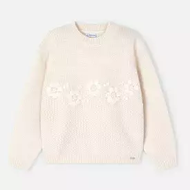 Beige Daisy Knit Sweater