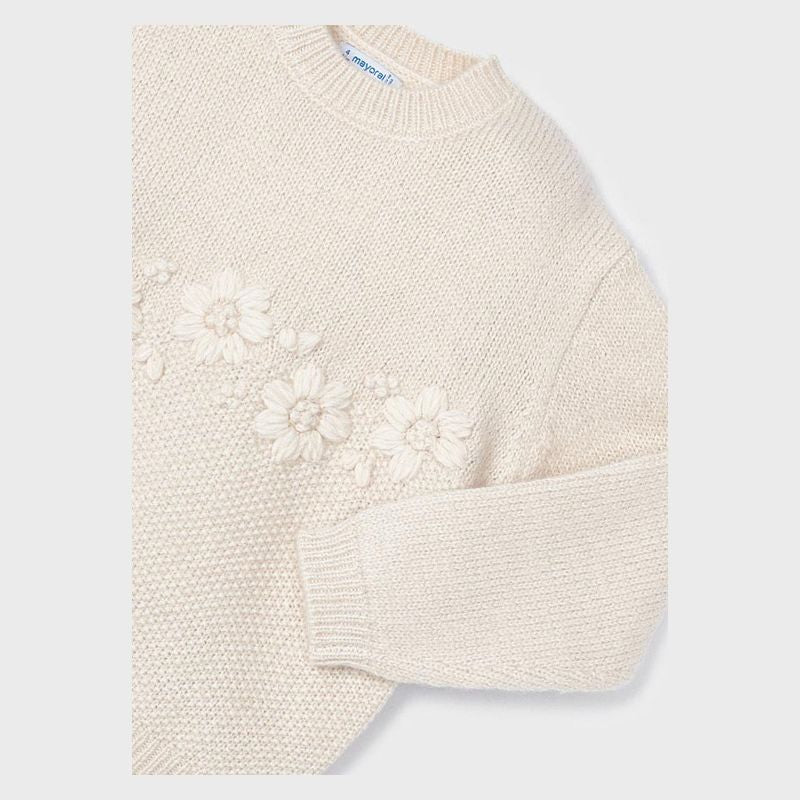 Beige Daisy Knit Sweater