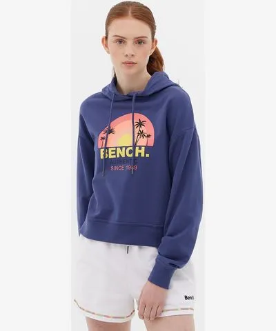 Bench. French Terry Cropped Graphic Hoodie