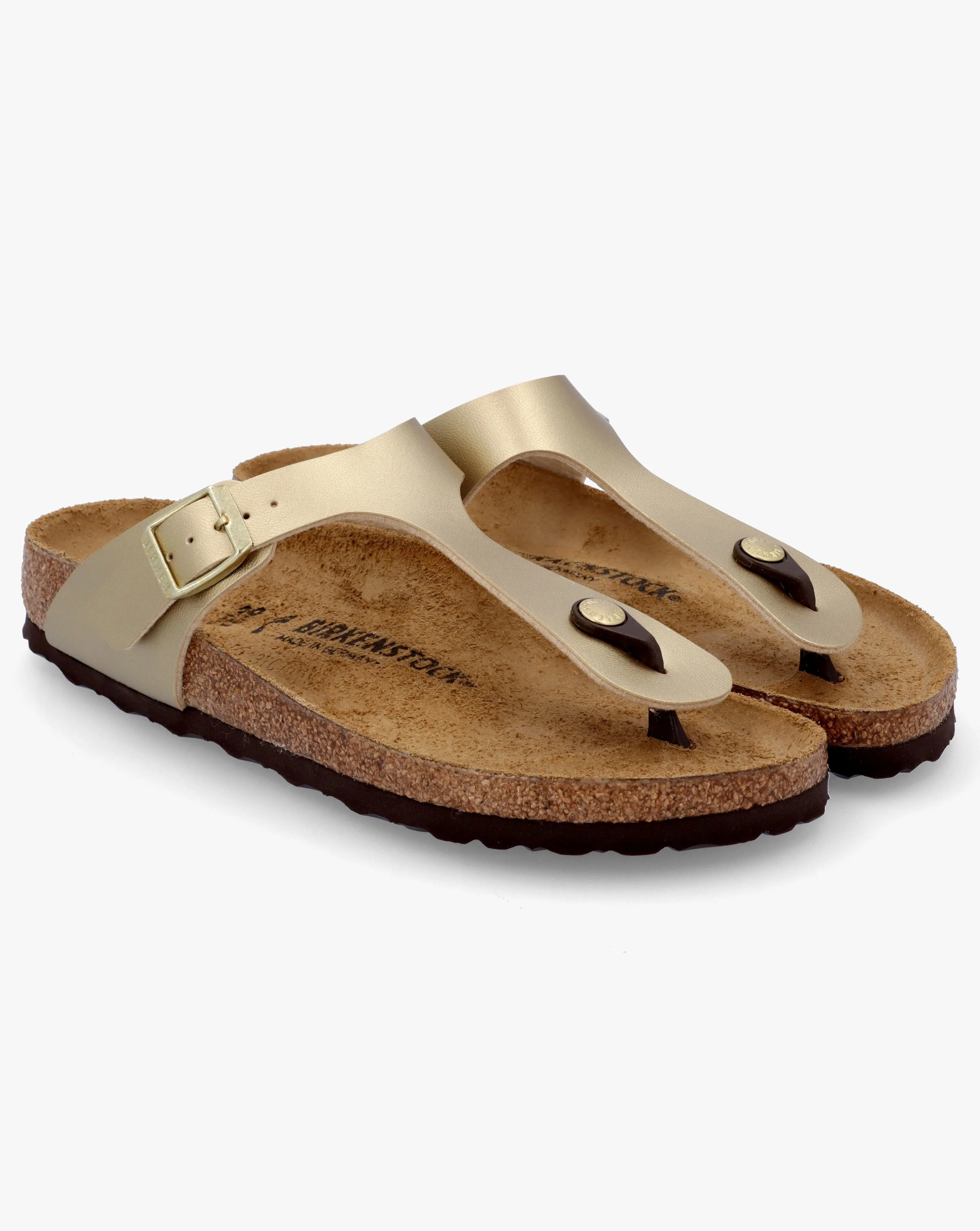 Birkenstock Gizeh Gold Birko Flor Gold Toe Post Sandals Narrow Width