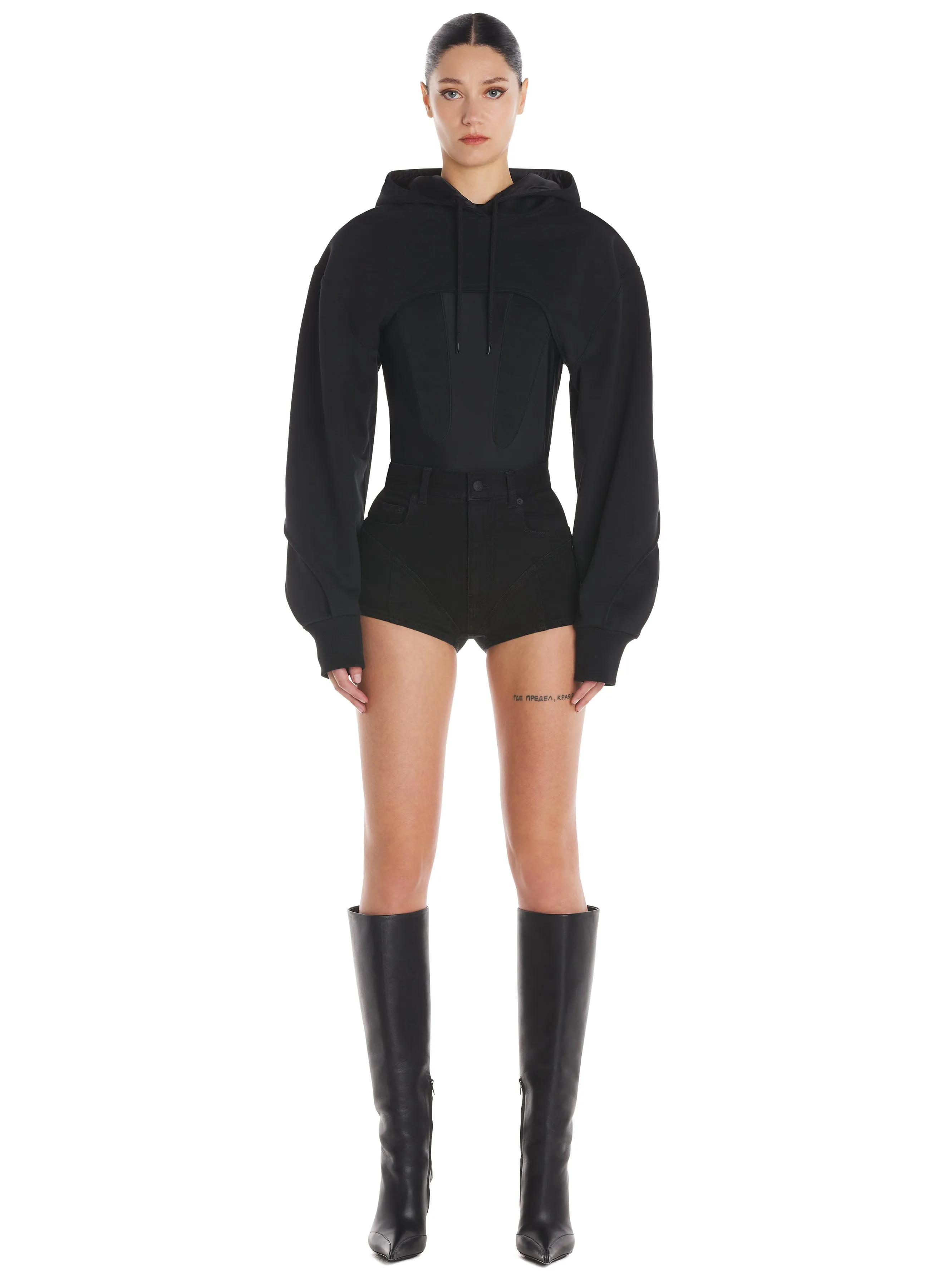 black cropped hoodie