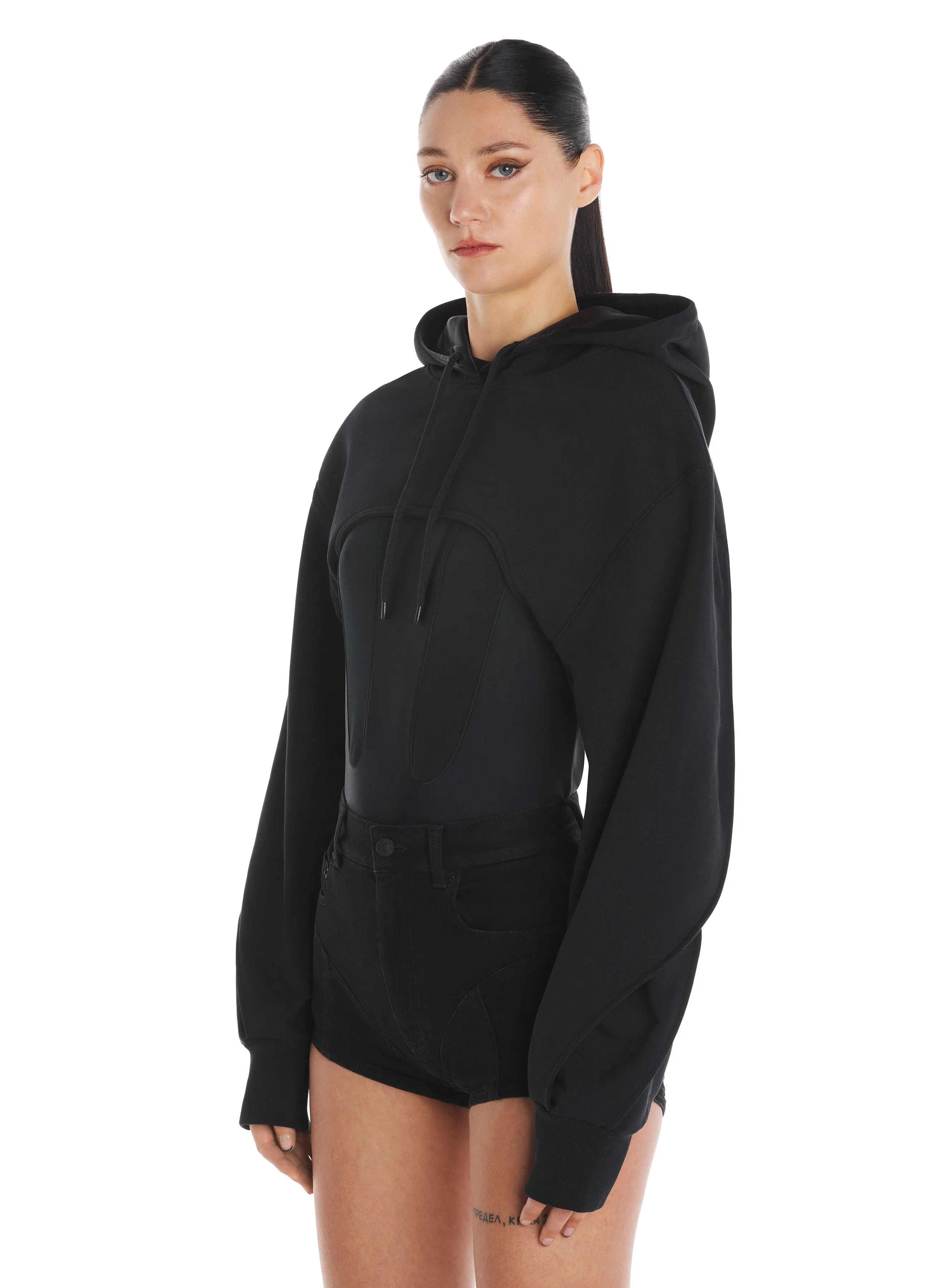 black cropped hoodie