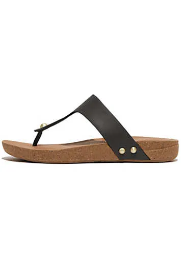 Black iQushion Leather Toe-Post Sandals by FitFlop | Look Again