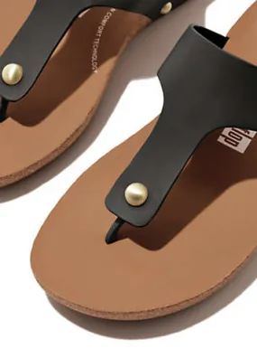 Black iQushion Leather Toe-Post Sandals by FitFlop | Look Again