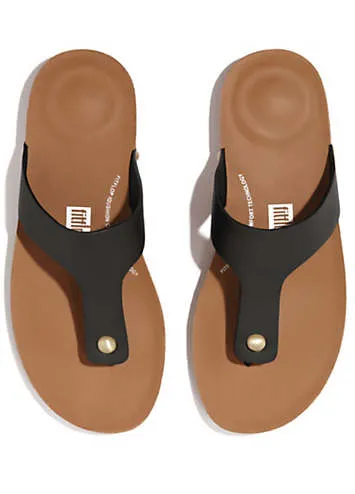 Black iQushion Leather Toe-Post Sandals by FitFlop | Look Again