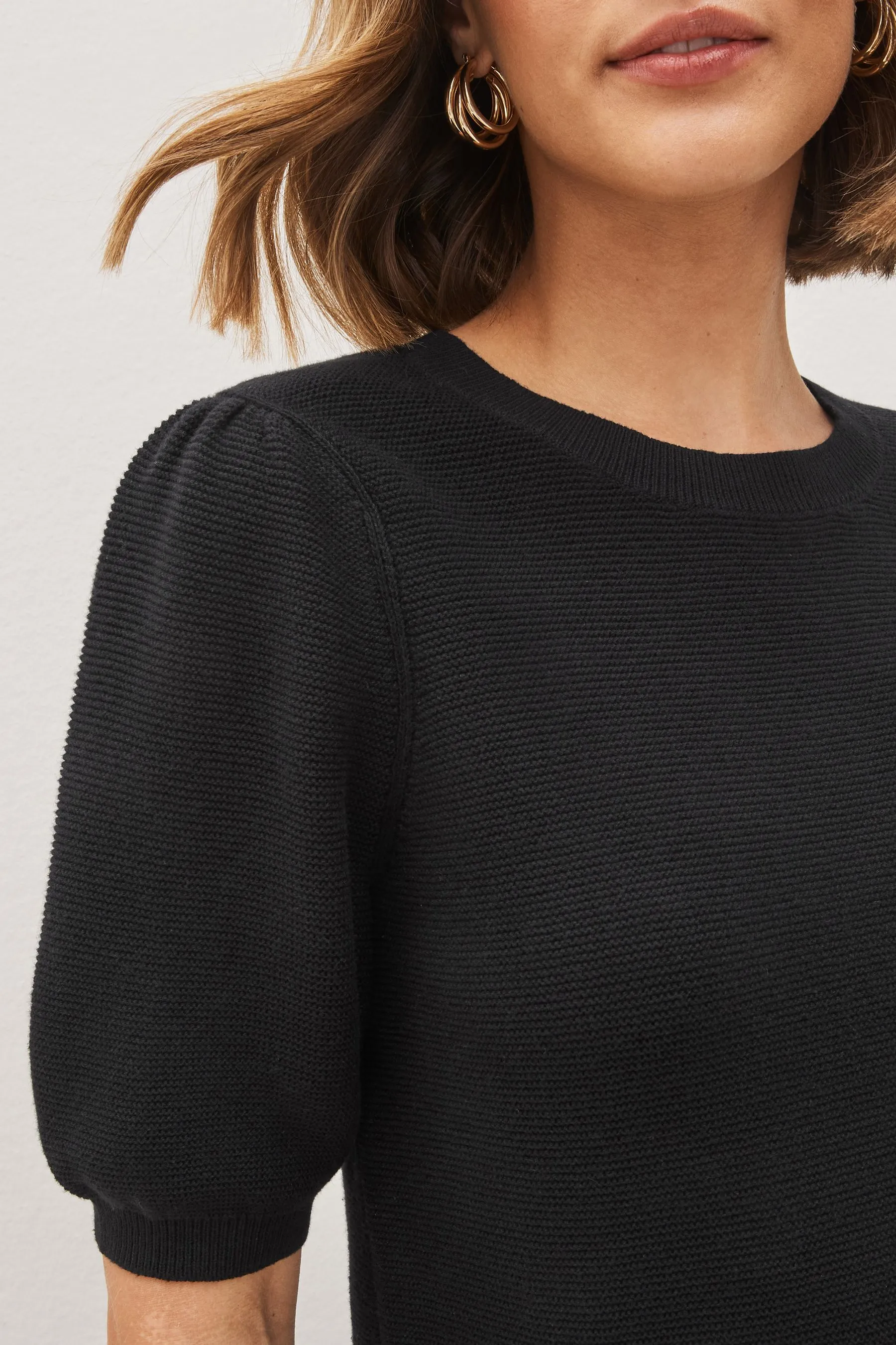 Black Puff Sleeve Sweater