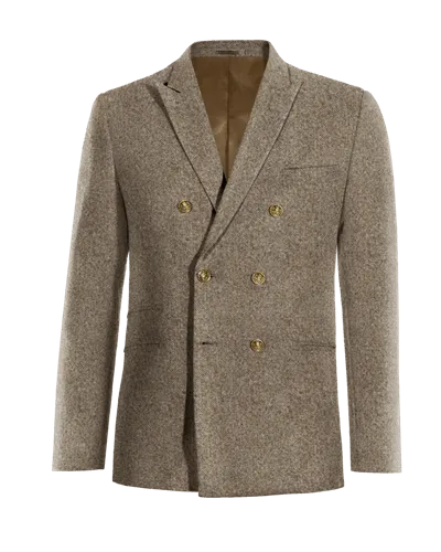  Blazer cruzada marrón claro de donegal tweed