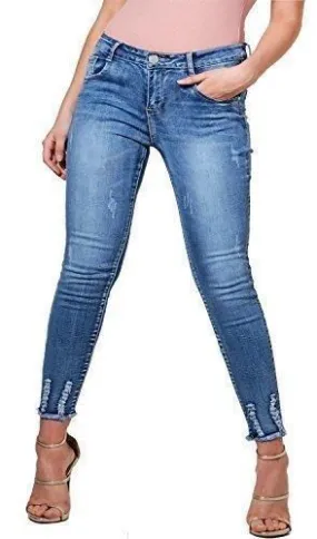 Blue Ripped Slim Jean (Curve)