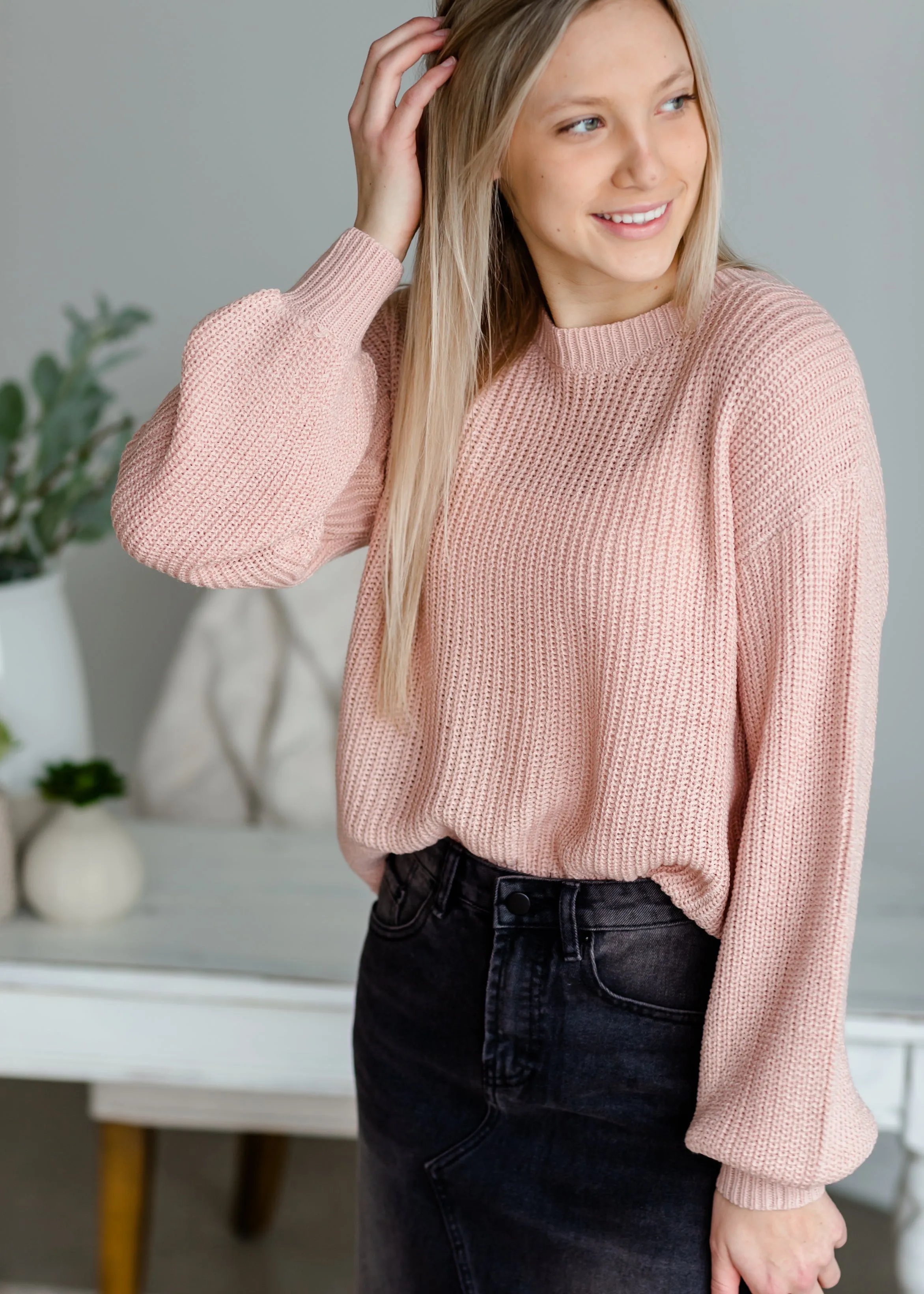 Blush Puff Sleeve Sweater