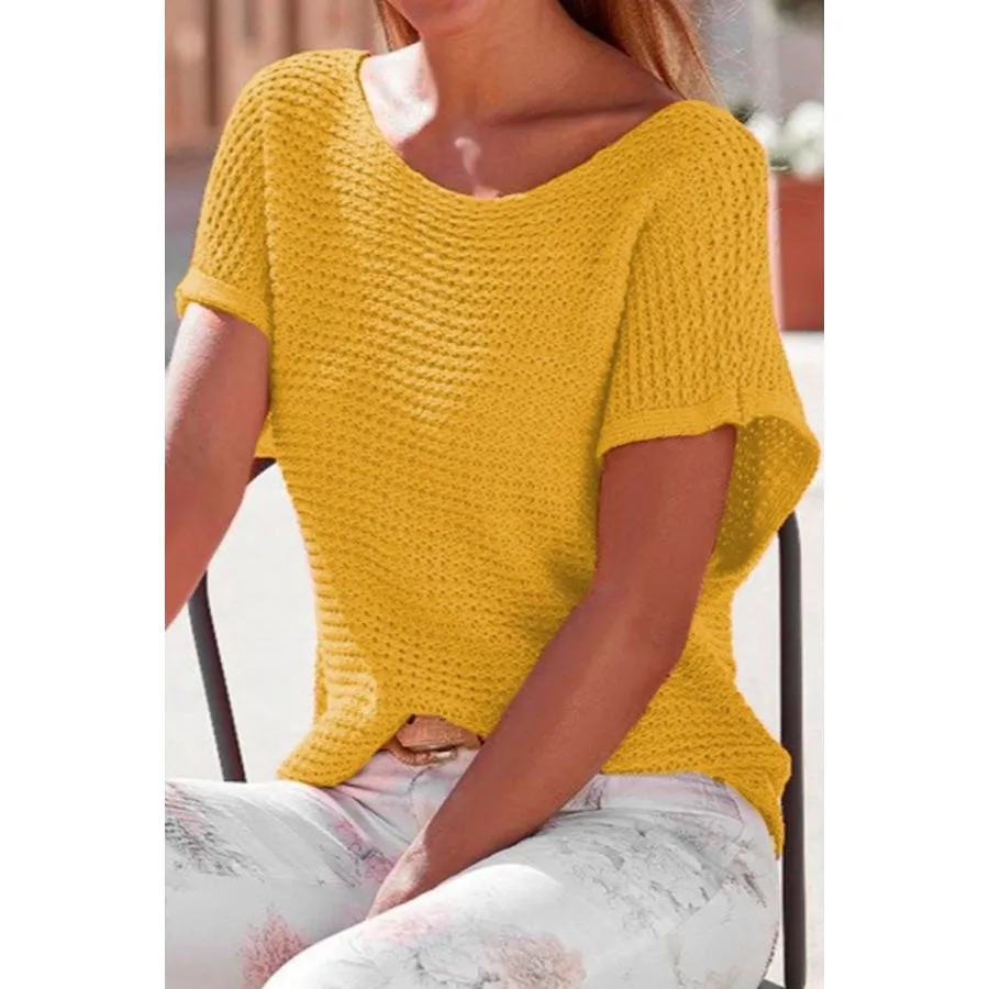 Boat Neck Short Sleeve Sweater