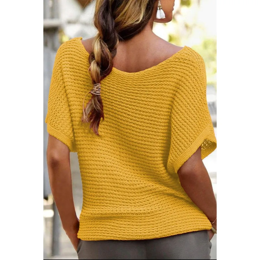 Boat Neck Short Sleeve Sweater