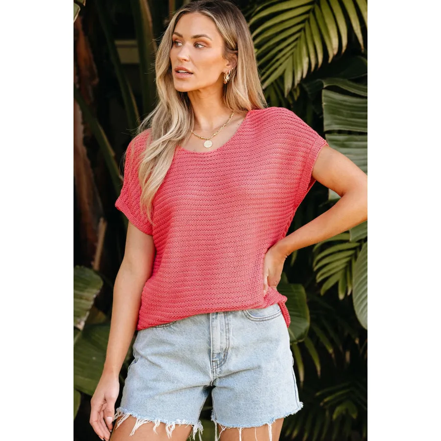 Boat Neck Short Sleeve Sweater