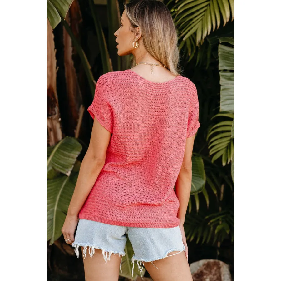 Boat Neck Short Sleeve Sweater