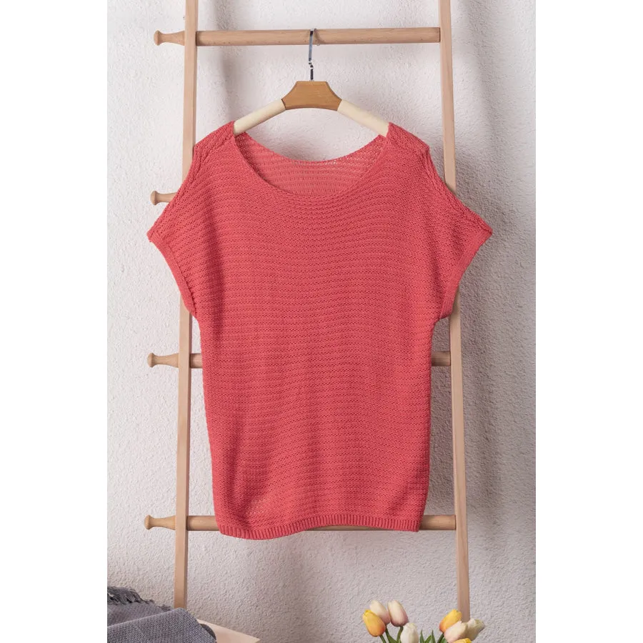 Boat Neck Short Sleeve Sweater