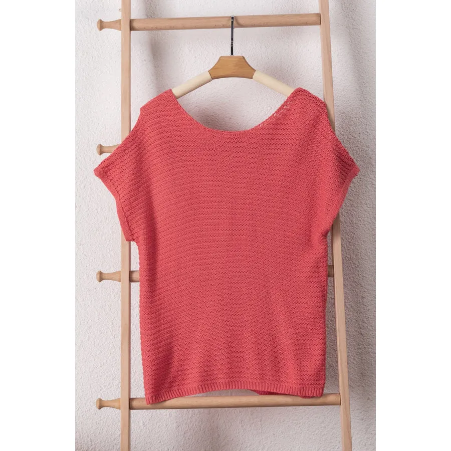 Boat Neck Short Sleeve Sweater