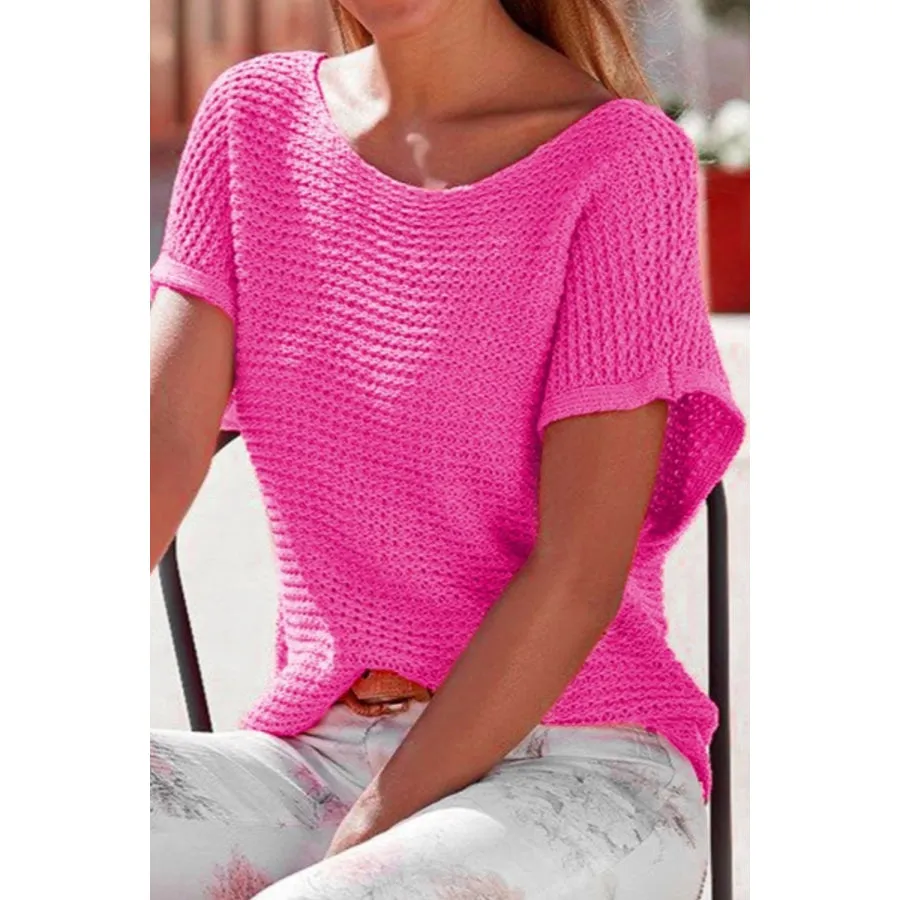 Boat Neck Short Sleeve Sweater