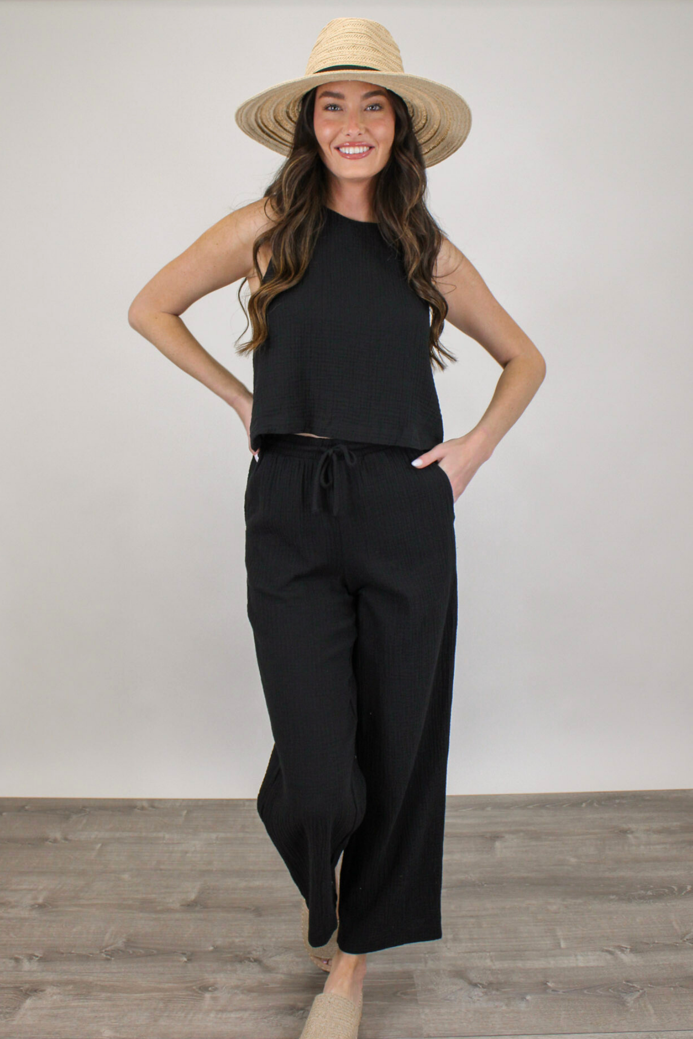 Bondi Gauze Pant in Black by Z Supply