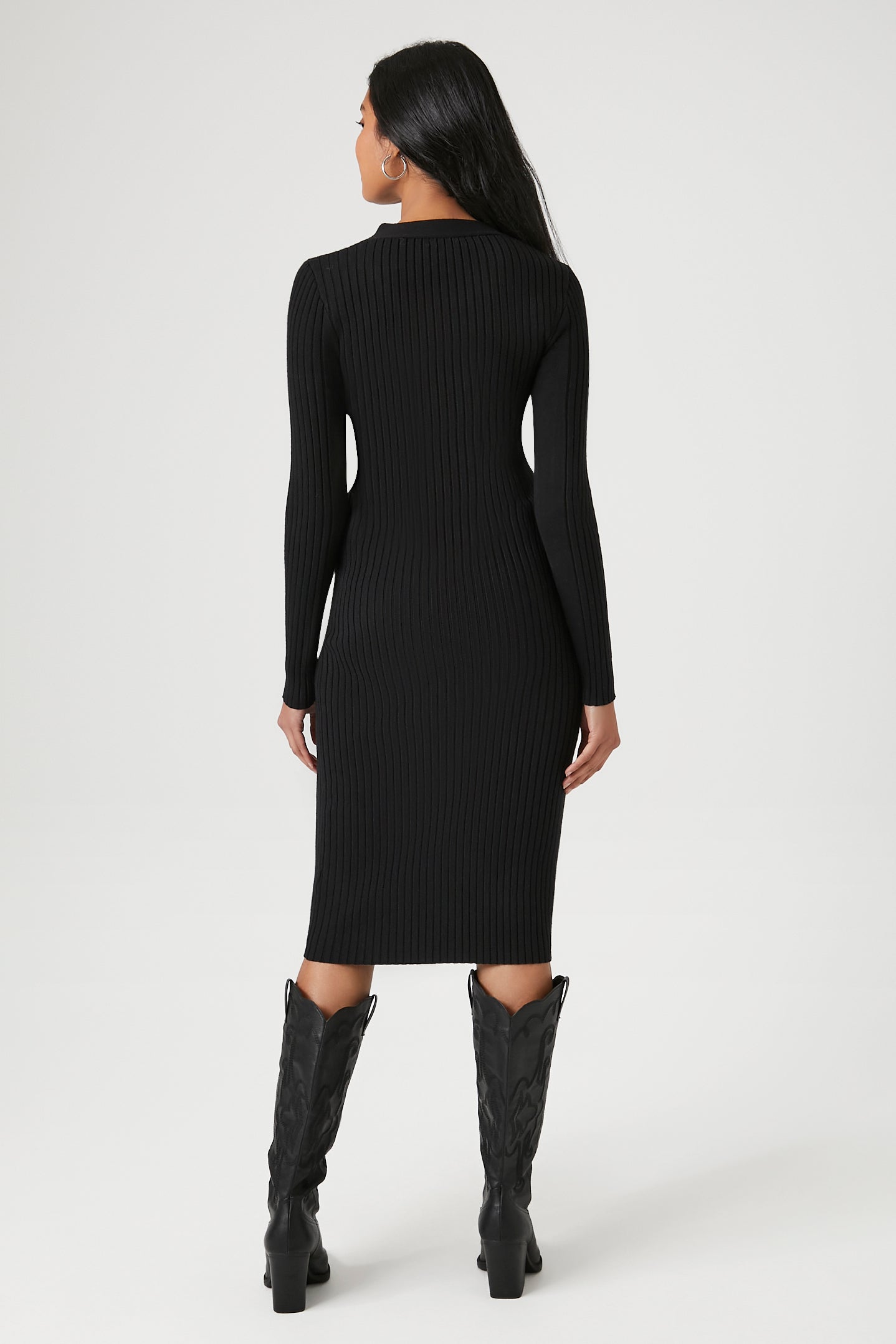 Button-Front Midi Sweater Dress