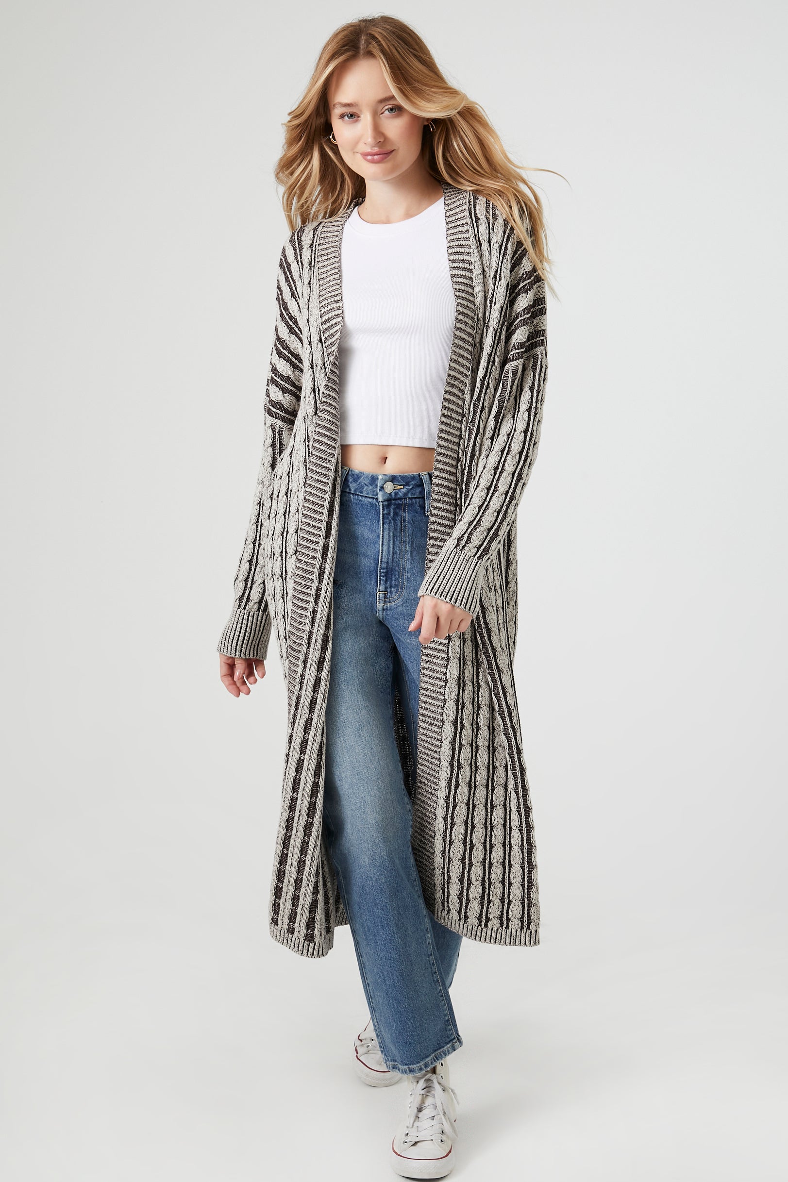 Cable Knit Duster Cardigan Sweater