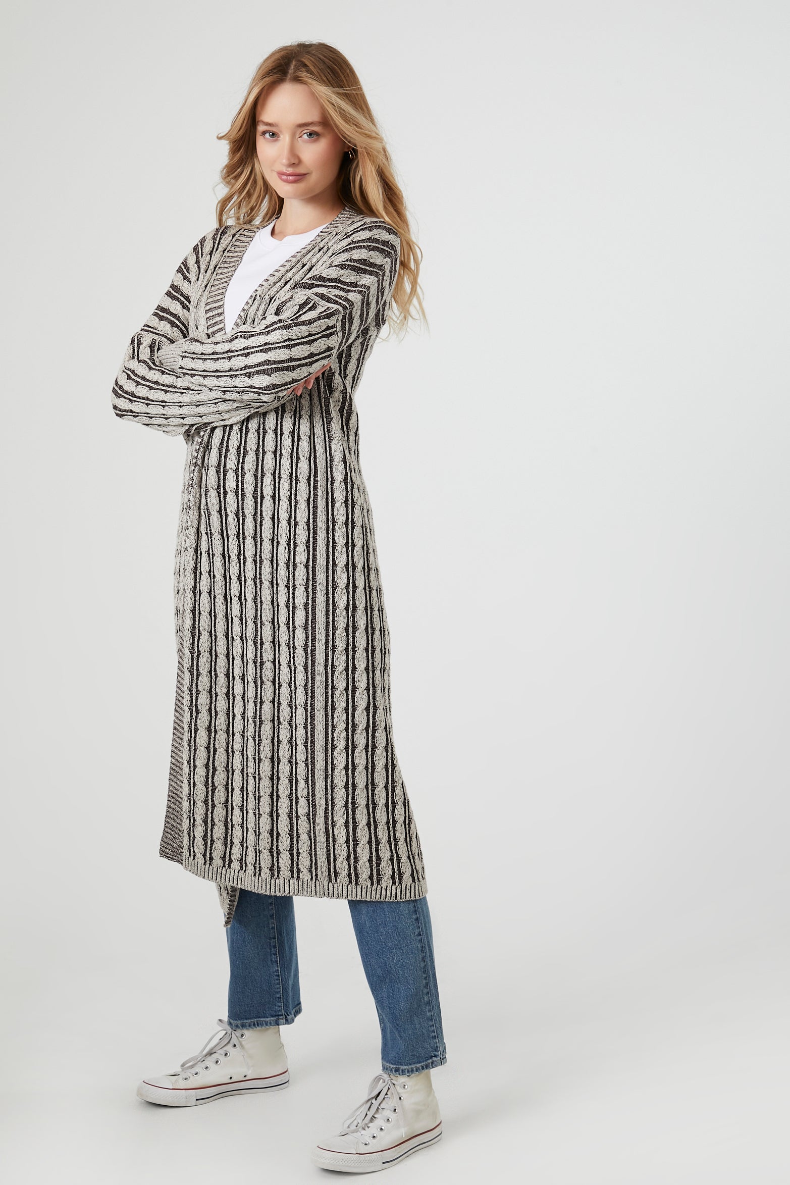 Cable Knit Duster Cardigan Sweater