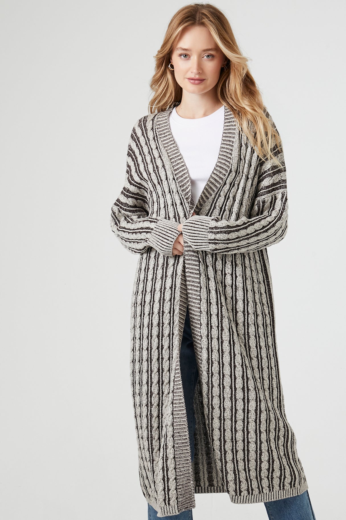 Cable Knit Duster Cardigan Sweater