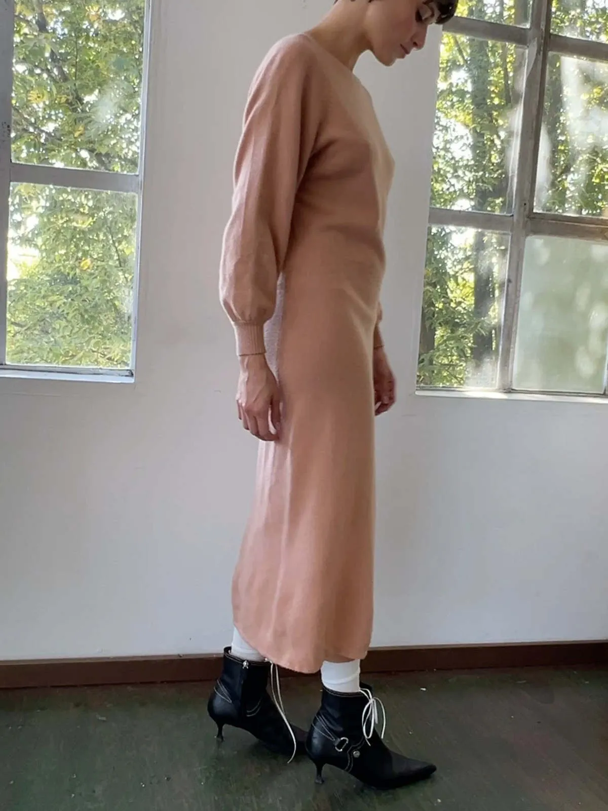 Cashmere Sweater Dress - Apricot