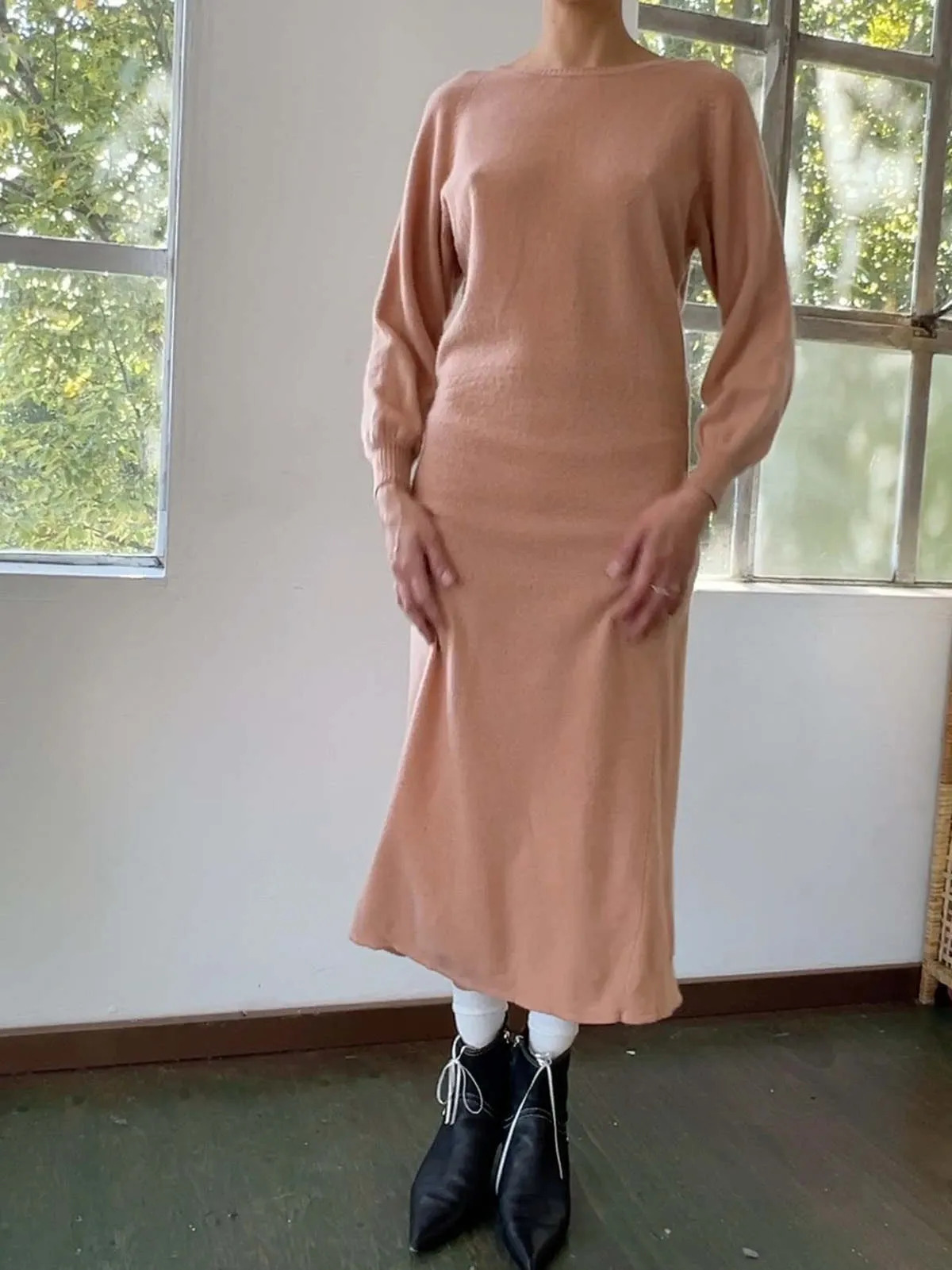 Cashmere Sweater Dress - Apricot