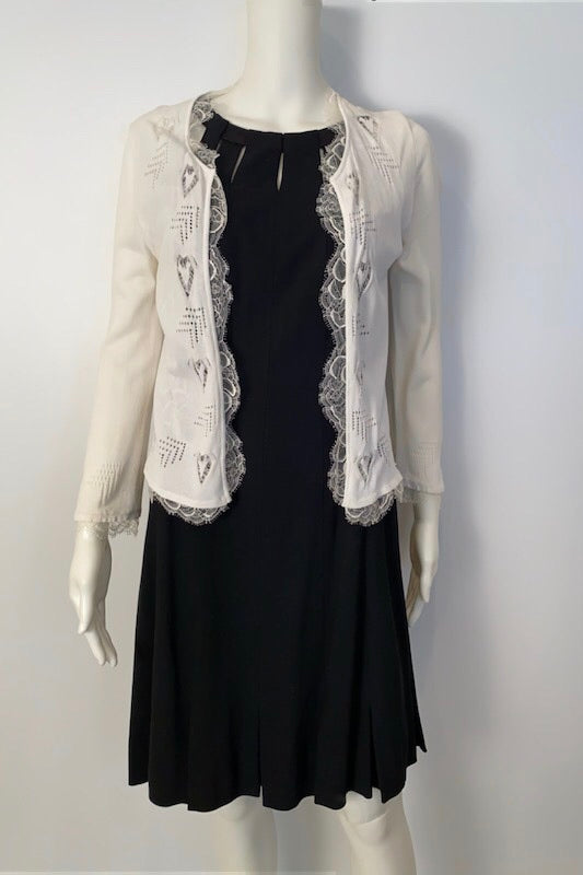 Chanel 06P 2006 Spring White Knit Lace Cardigan FR 40 US 2/4