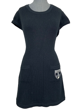 CHANEL 07A Cashmere Short Sleeve COCO Sweater Dress Size M