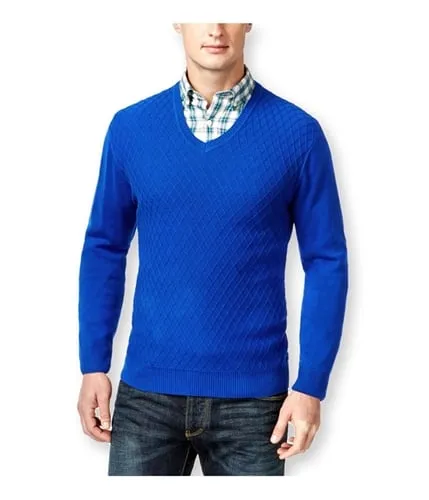 Club Room Mens Diamond-Knit V Neck Pullover Sweater, TW9