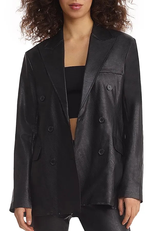 Commando Faux Leather Double-Breasted Blazer