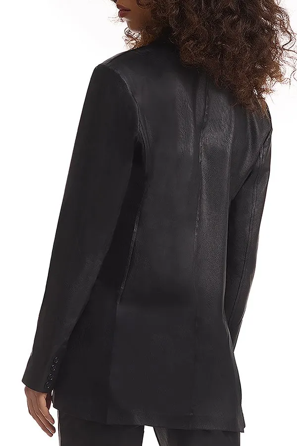 Commando Faux Leather Double-Breasted Blazer