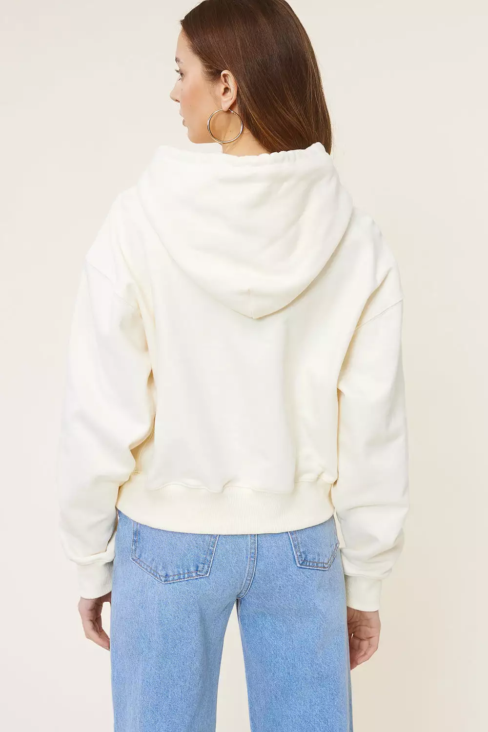 Cream Soft Cropped Hoodie