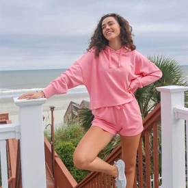 Cropped Hoodie in Rose