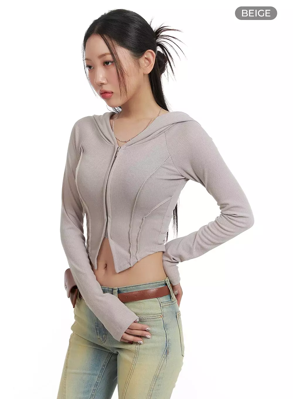 Cropped Zip-Up Hoodie CA416