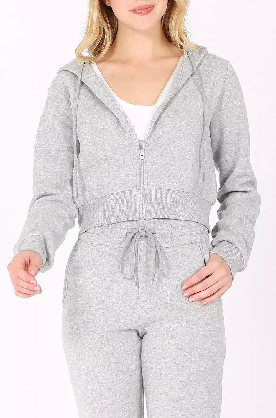 Cropped Zip Up Hoodie