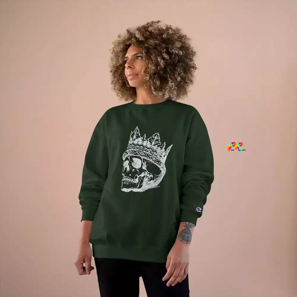 Crowned Skull Goth Crew Neck Champion Sweatshirt