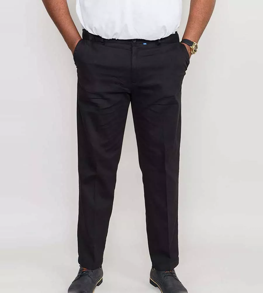 D555 Big Mens Black Stretch Chino Pant With Xtenda Waist (BRUNO BLACK )