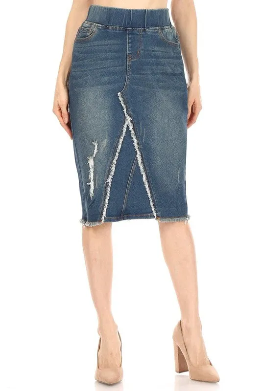 Debbie Jean Skirt-Vintage Wash/Ripped Effect