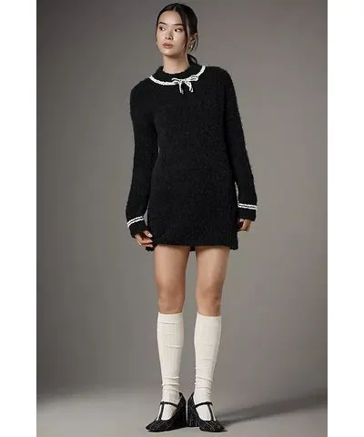 Endless Rose Long-Sleeve Bow Slim Sweater Mini Dress