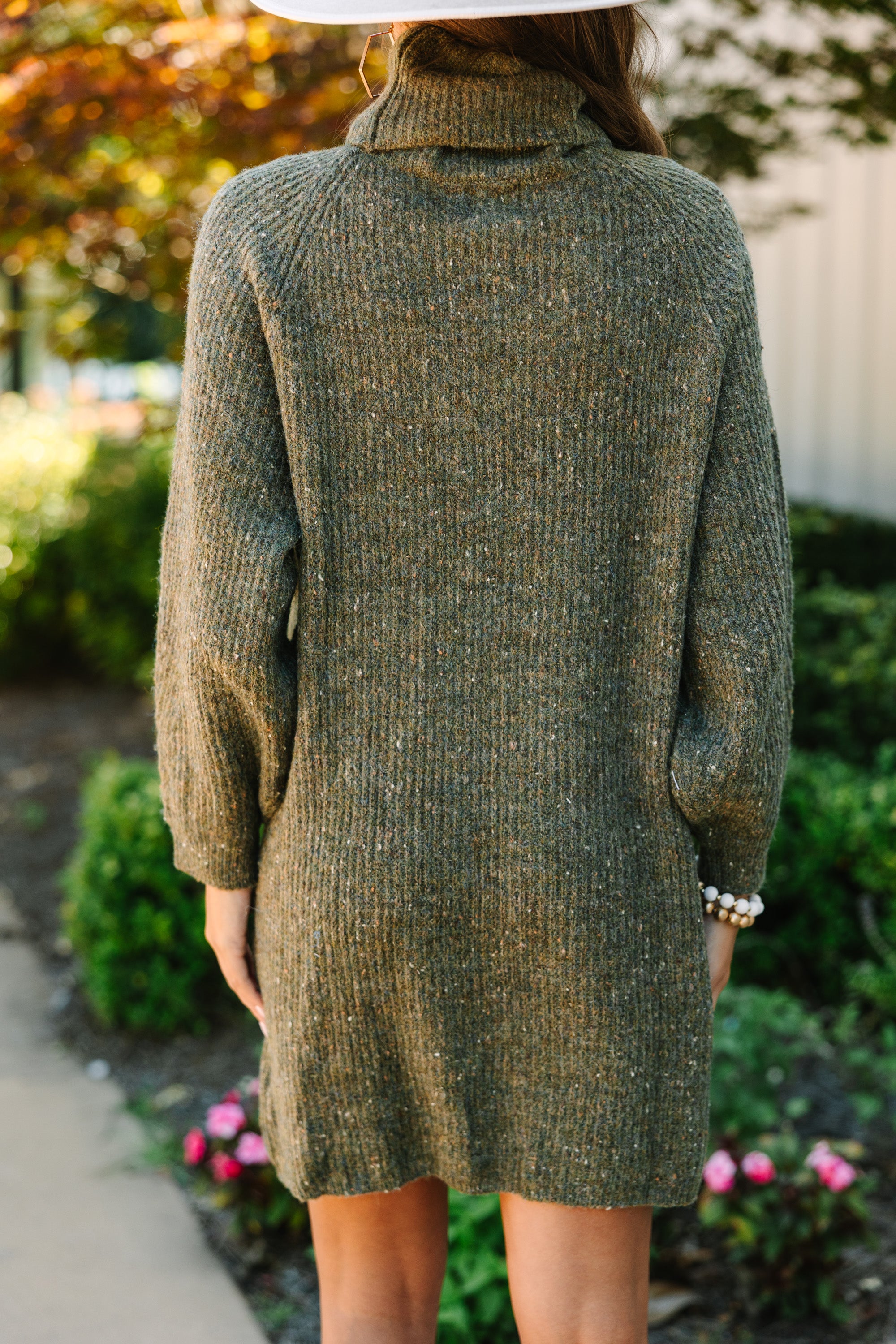 Feeling It Olive Green Sweater Dress