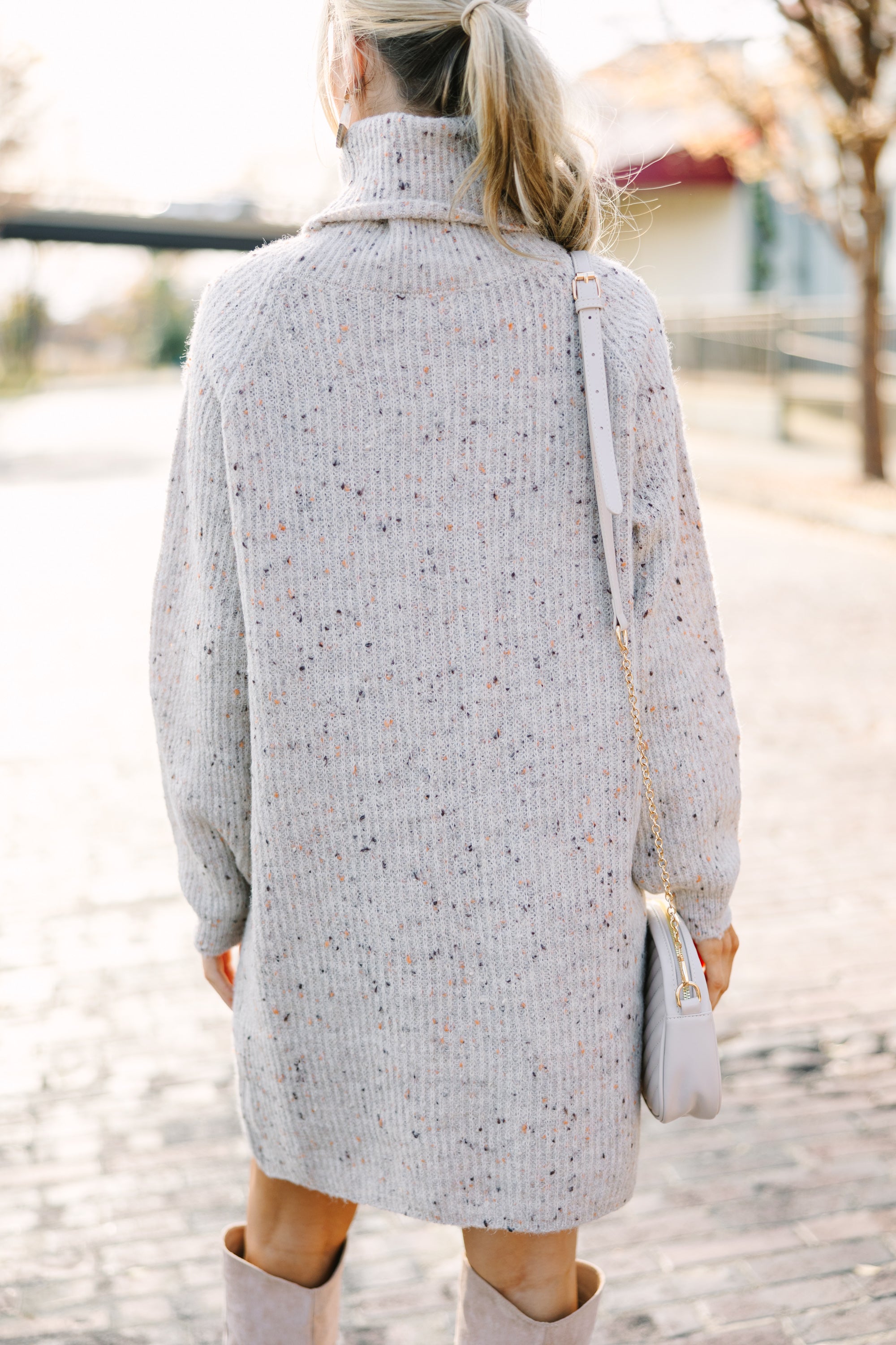 Feeling It Taupe Brown Sweater Dress