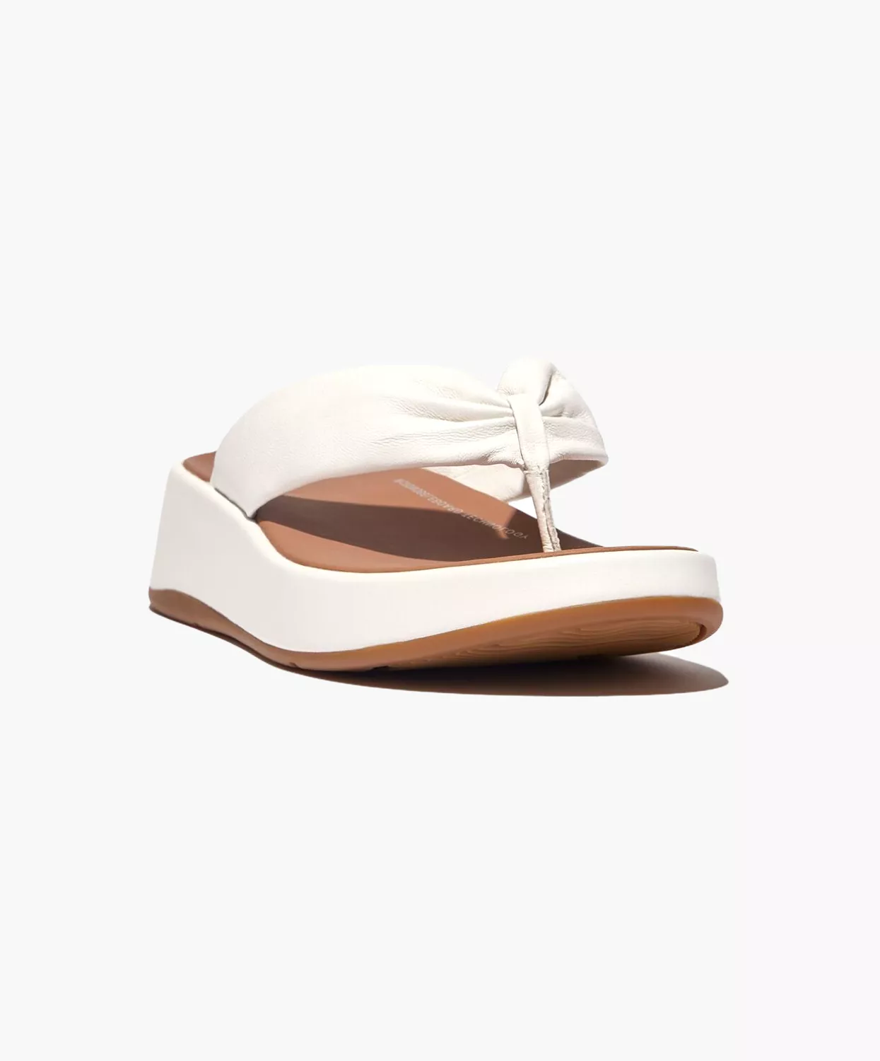 FitFlop F-Mode Leather Twist Flatform Toe Post Sandal White