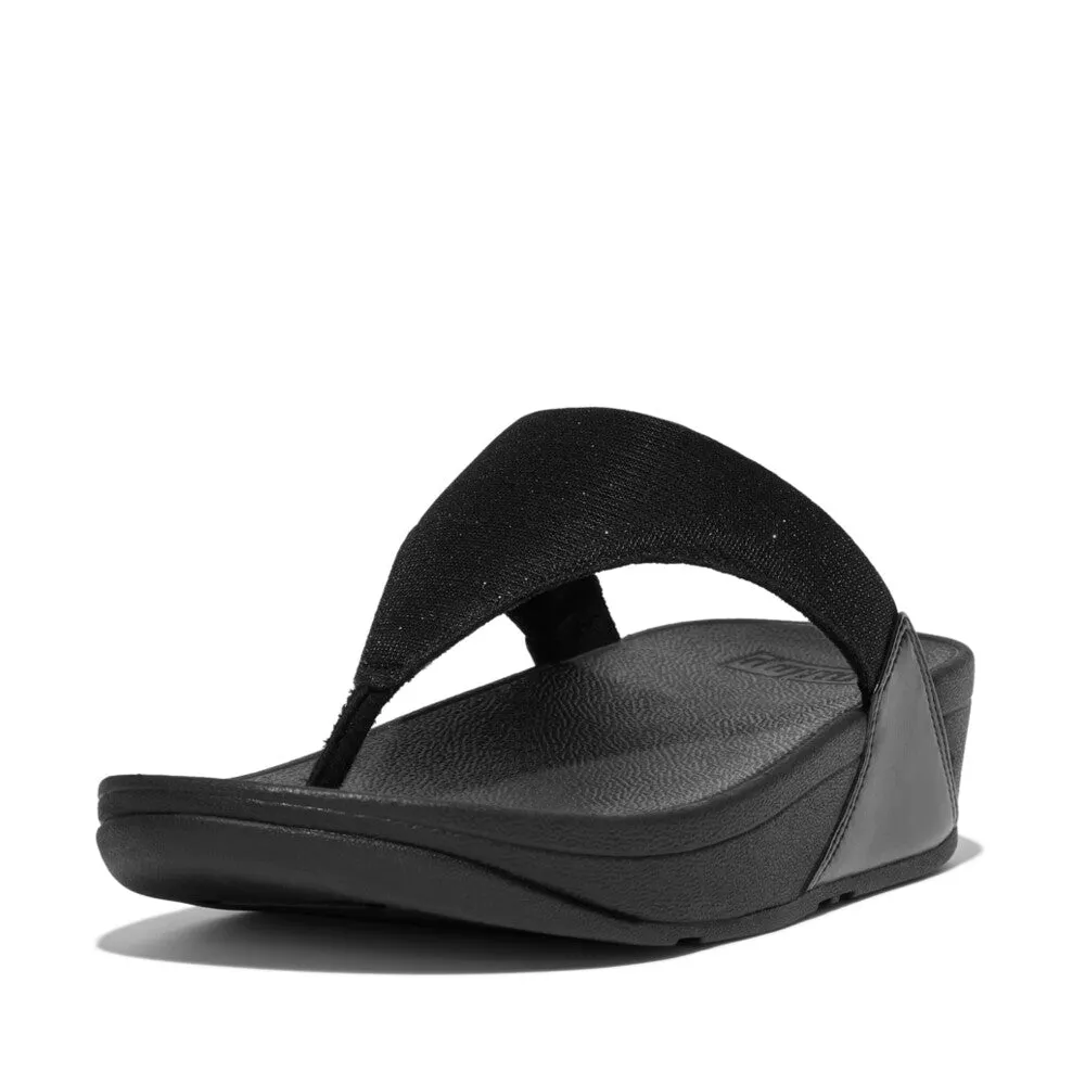 FitFlop Lulu Shimmerlux Toe-Post Sandals All Black