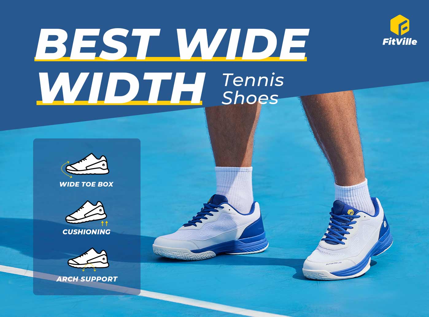 FitVille Men's Amadeus Tennis & Pickleball Court Shoes V2