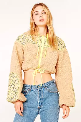 For Love and Lemons Brooke Shearling Cropped Hoodie Teddy