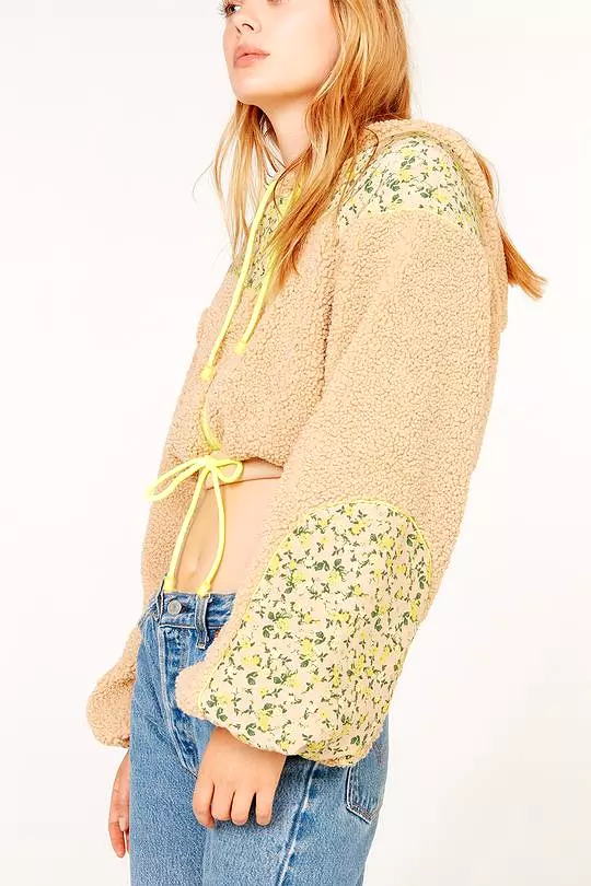 For Love and Lemons Brooke Shearling Cropped Hoodie Teddy